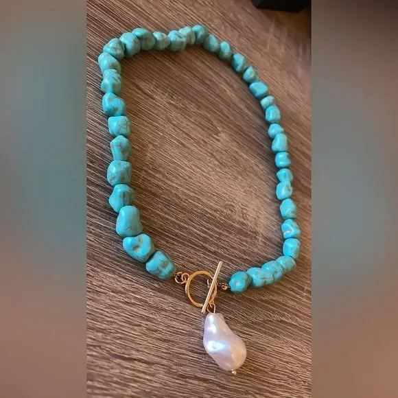 Turquoise stope summer necklace A283 - Picture 2 of 2